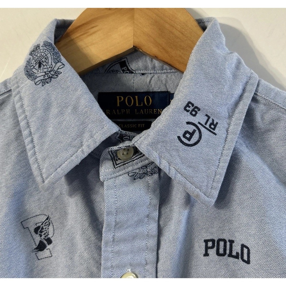 Mens Polo Ralph Lauren AOP Classic Fit RL93 Collegiate Crest Button Down Sz XS